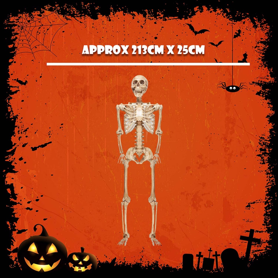 image 1 of vfm-estore Giant 7ft Halloween Skeleton Hanging Decoration White