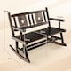 image 2 of COSTWAY Patio Rocking Bench Double Rocker Loveseat Brown
