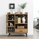 image 4 of COSTWAY Kitchen Storage Cabinet Wine Cabinet Sideboard Grey