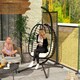 image 2 of Outsunny Rattan Hanging Egg Chair w/ Stand, Cushion, Headrest 