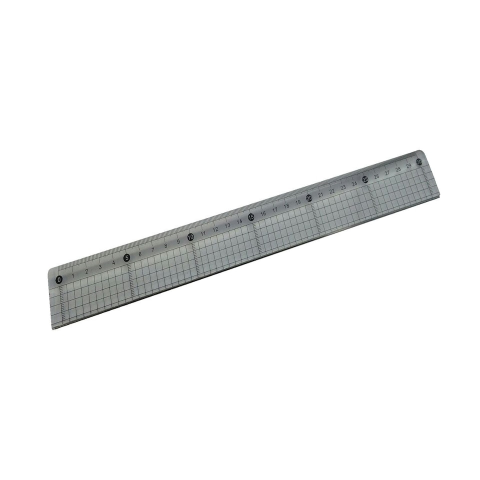 image 1 of Pack of 6 30cm Acrylic Cutting, Ruler with Steel Edge - Clear Transparent Crafts