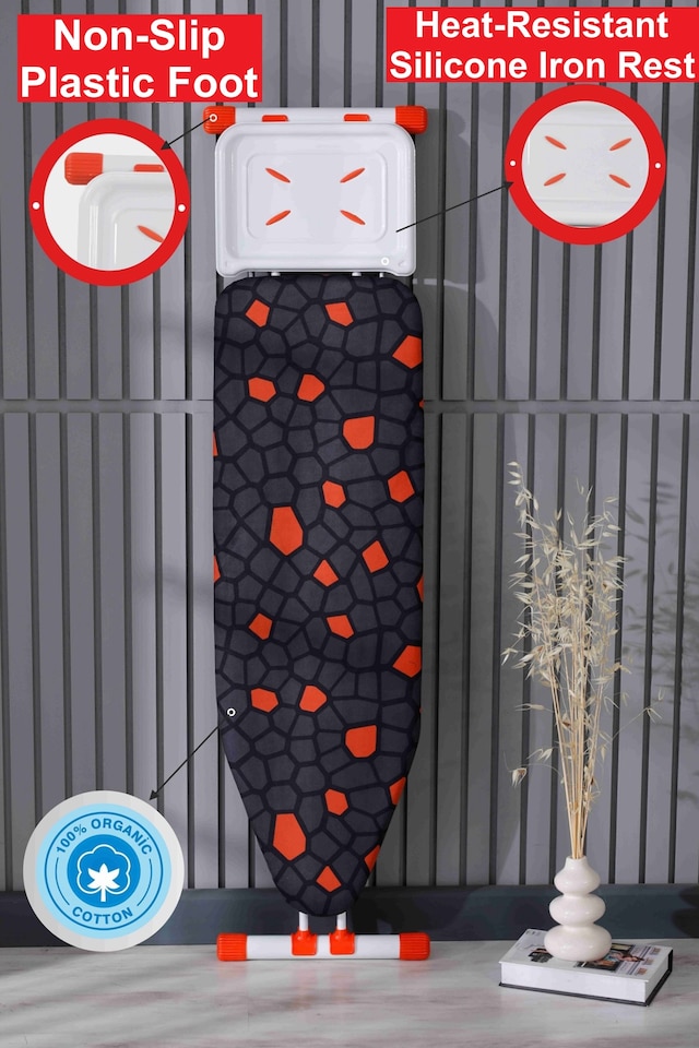 image 1 of TheOwnas Ironing Board. (114x36cm) Foldable Height Adjustable with Steam Iron Rest Cotton Cover.