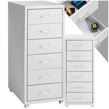 Filing Cabinet - made of steel, 4 wheels, 6 drawers, label holders, easy assembly Grey | Light Grey