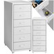 image 1 of Filing Cabinet - made of steel, 4 wheels, 6 drawers, label holders, easy assembly Grey | Light Grey