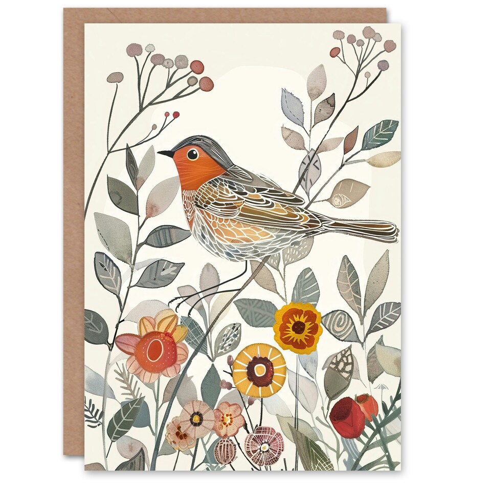 image 1 of Watercolour Floral Fun Animal Nature Him Her Birthday Card