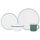 image 1 of Argon Tableware 16 Piece White Enamel Dinner Set - cm - Green