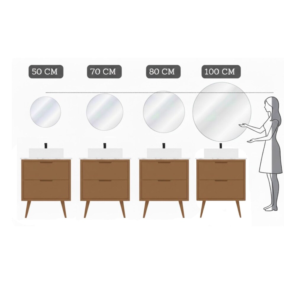 image 1 of Round Bathroom Mirror 70cm Frameless Polished Edge 4mm Silver Glass