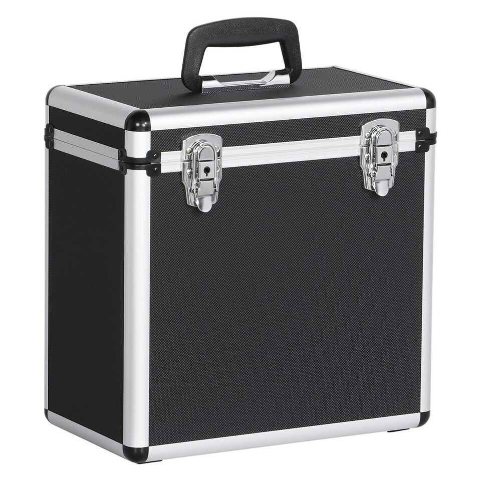 image 1 of Yaheetech Vinyl Storage Case with Lockable Latches Black