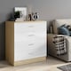 image 2 of Modern 4-Drawer Chest of Drawers High Gloss Finish In Oak and White White | Oak