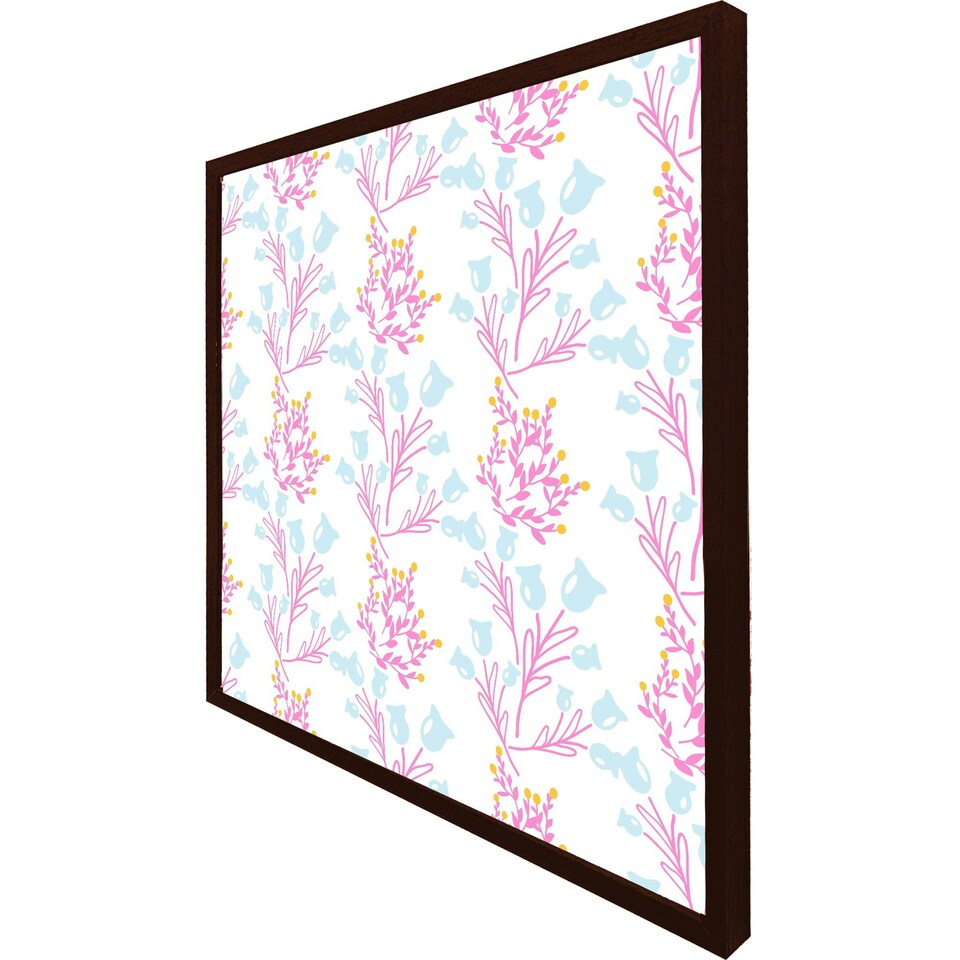 image 1 of Pink & blue flower design (Picture Frame) Black | L