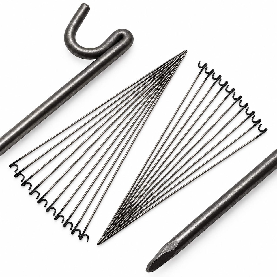 image 1 of 20x Heavy Duty Steel Fencing Pins 10mm x 1150mm Barrier Fence Garden Stakes