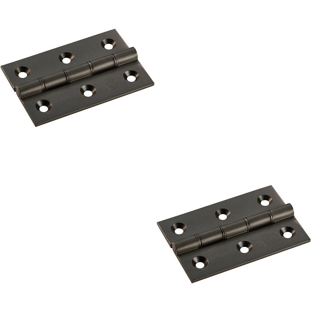 Loops 2x PAIR 76 x 50 x 2.5mm Brass Washered Butt Hinge Matt Bronze Internal Door in Metallics