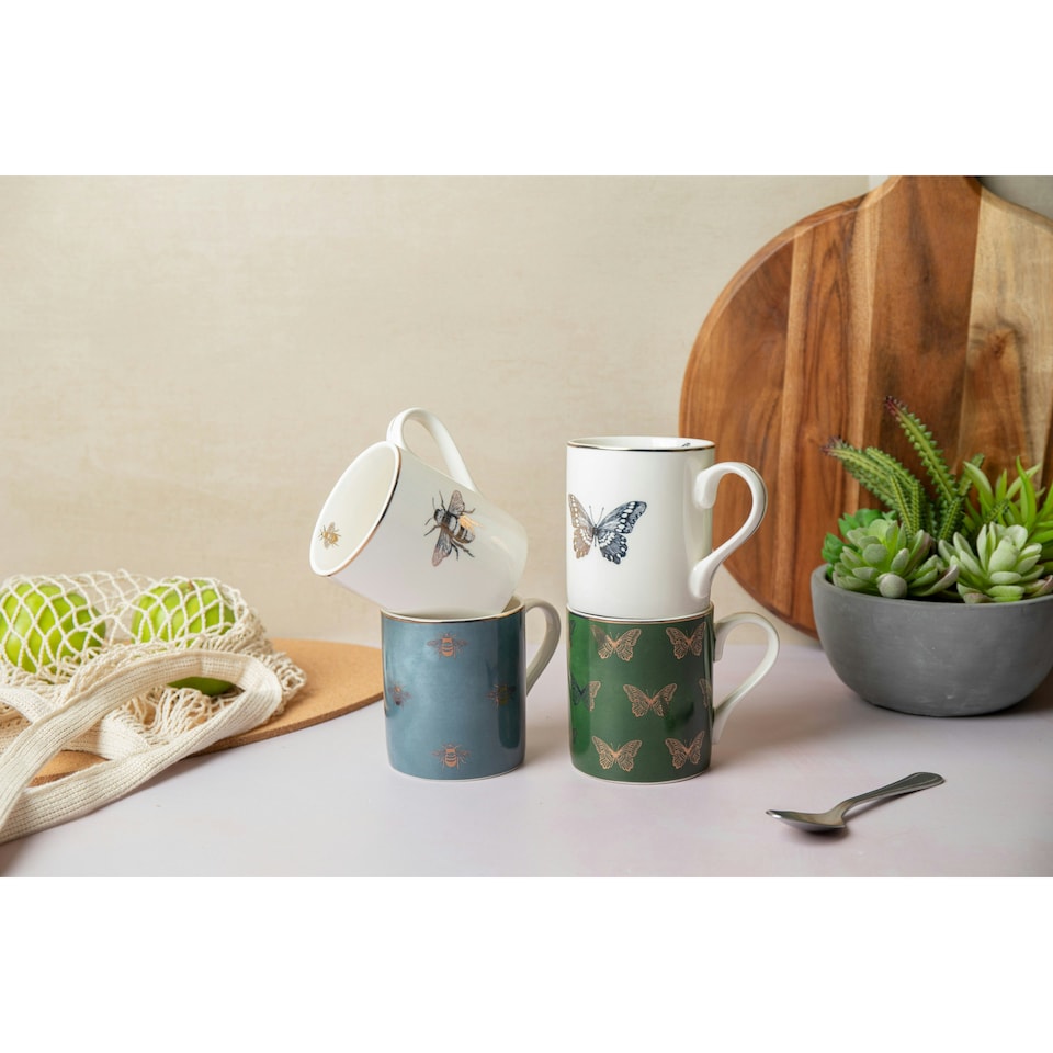 image 1 of Mikasa Butterfly Straight-Sided Porcelain Mug, 280ml White