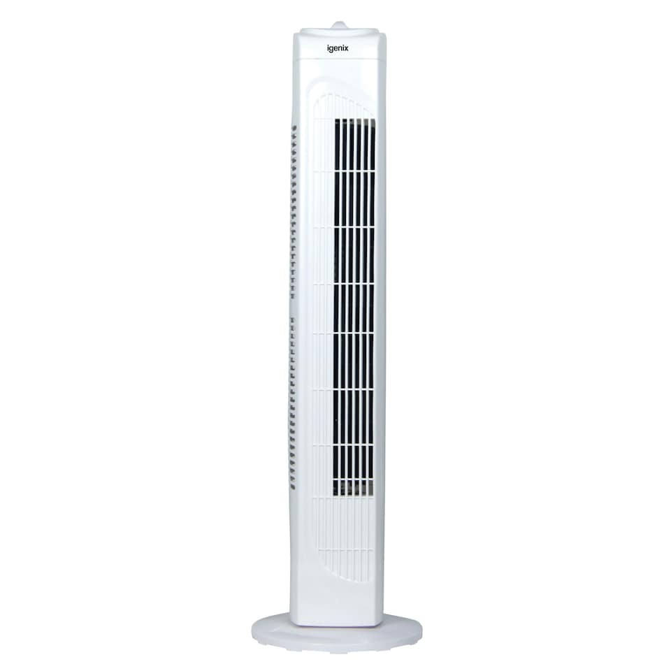 image 1 of Igenix DF0029 Tower Fan, Oscillating, 29 Inch, 3 Speed Settings with Auto Shut Off, White