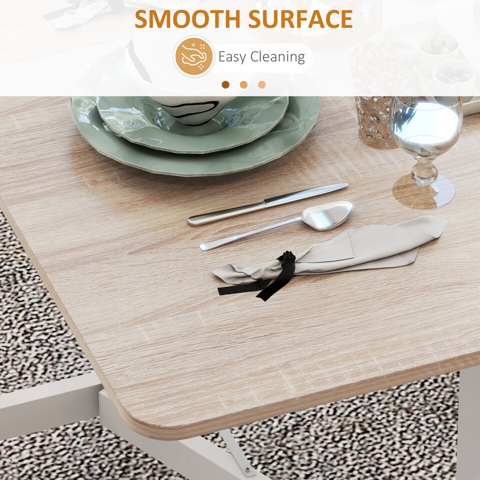 image 1 of HOMCOM Mobile Drop Leaf Table, Folding Dining Table with 6 Wheels & Brakes, Kitchen Table for Small Spaces, Oak