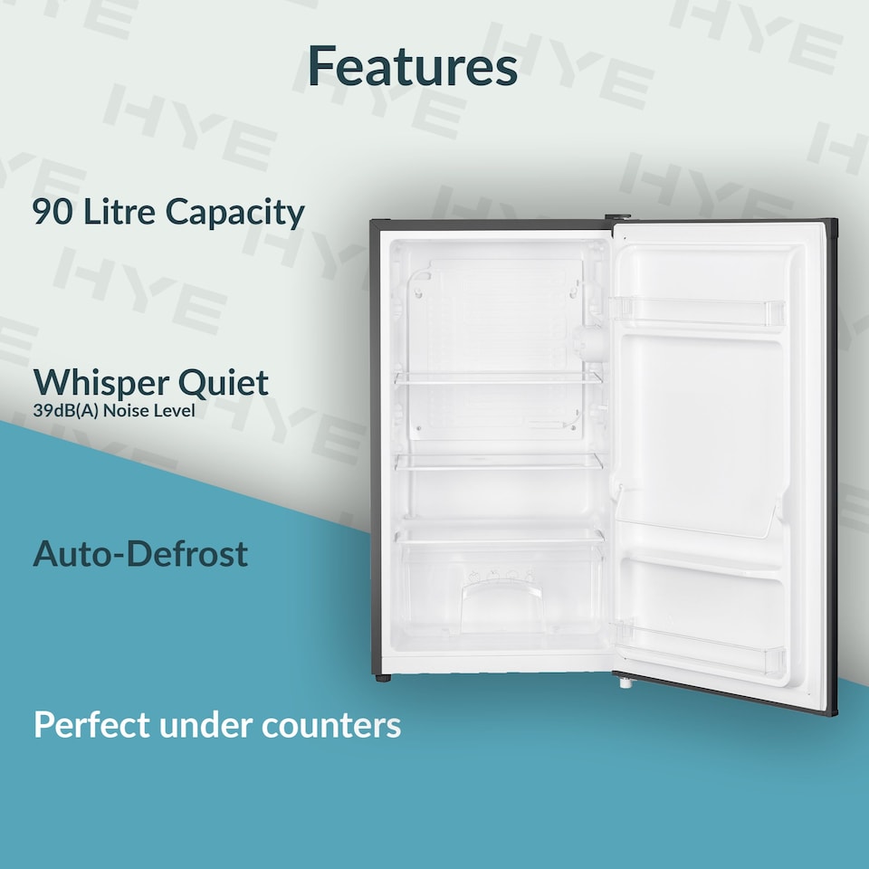 image 1 of HYE Under Counter Fridge 48cm Freestanding Larder 90 Litre - Silver RF01UCF88S01