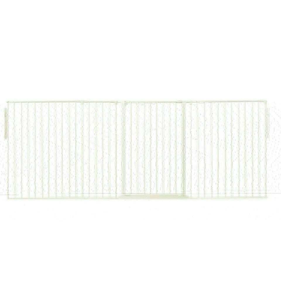 image 1 of Safetots Premium Extra Tall Room Divider, up to 272cm Wide, White, 105cm Tall, Multi Panel Flexible Room Barrier, Room Divider with Door for Baby White