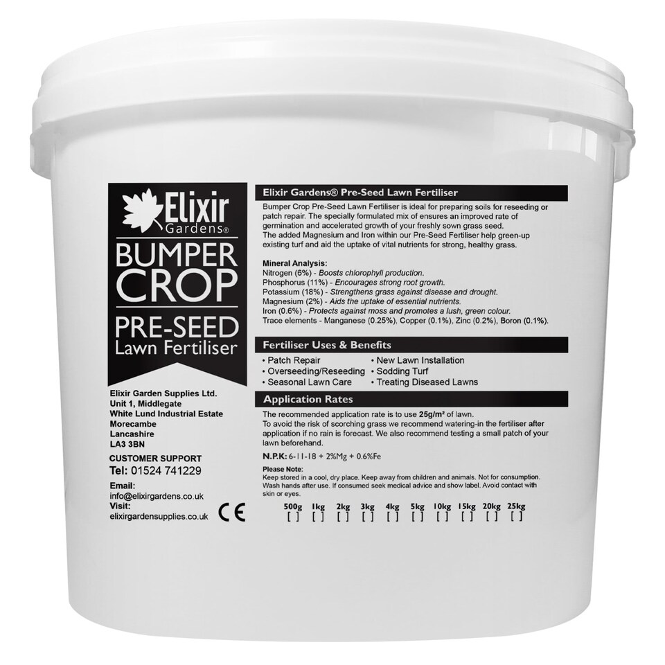 image 1 of Elixir Gardens Bumper Crop Lawn Pre-Seeder 6-11-18 tub x 25kg