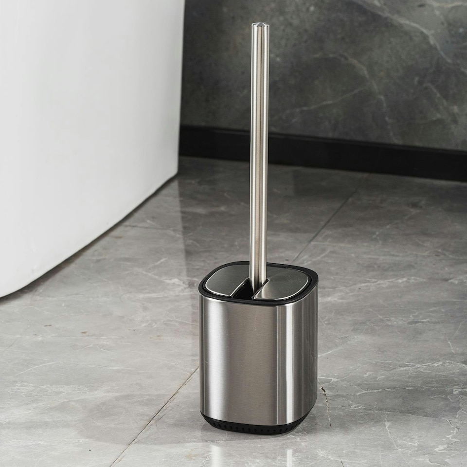 image 1 of Showerdrape Echo Stainless Steel Satin Toilet Brush & Holder