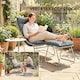 image 5 of Outsunny 3 Piece Bistro Set, Outdoor Table and Chair Set with Footstool | Grey | Dark Grey | Chair: 62x87x86 cm; Table: 46x45 cm; Footstool: 45x45x35 cm