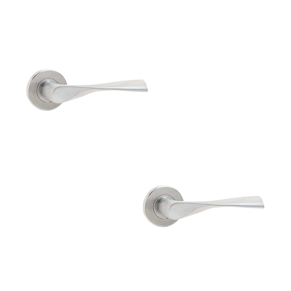 2 PACK Premium Satin Stainless Steel Door Handle on Rose - Grade 304 Interior Handle
