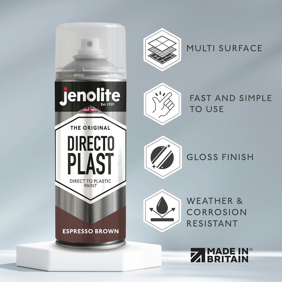 image 1 of Jenolite Directoplast Multi-Surface Paint - Espresso Brown Gloss - 400ml Spray Can