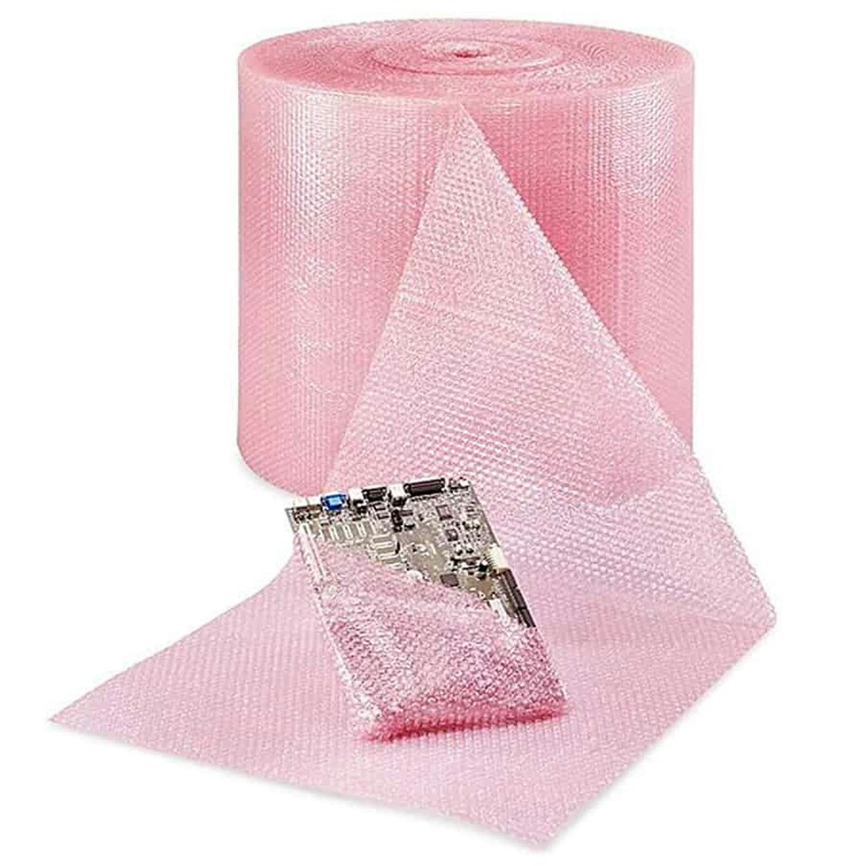 image 1 of 2 x 500mm x 100m Pink Anti Static Bubble Wrap Rolls For Packing Shipping & Storage