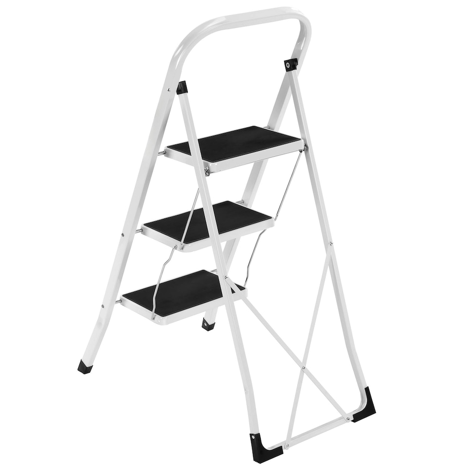 image 1 of VonHaus 3 Steel Folding Step Ladder with Anti Slip Feet