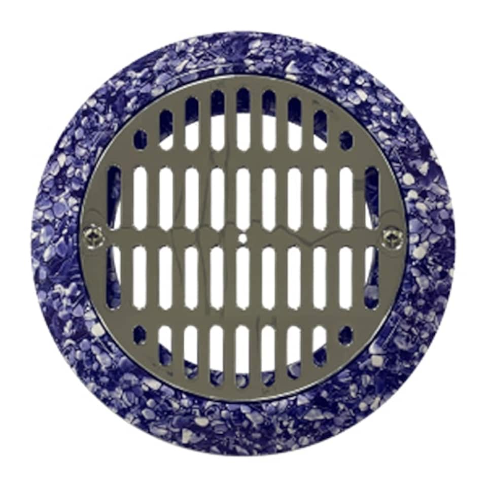 Certikin Main Drain - Liner - Flat Grille  SPHD33LO+RIVER | Flat main drain grille (stainless steel) c/w flange, gasket & screws - Riverstone