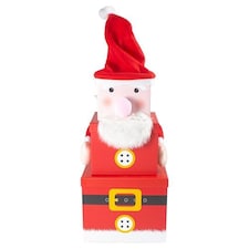 Santa Father Christmas Plush Large Stackable Gift Boxes - Pack of 3 Red