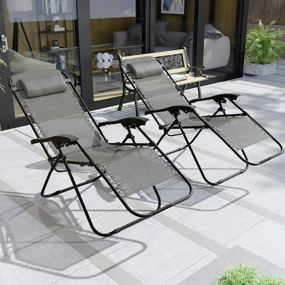image 1 of Garden Vida Set of 2 Zero Gravity Chairs - Grey