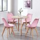 image 7 of Single Scandinavian Dining Chair with Leather Cushions Solid Wood Legs | Pink