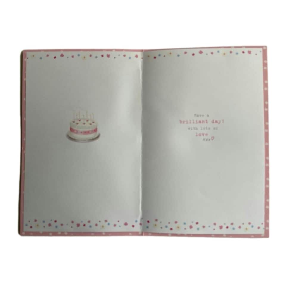 image 1 of Die Cut Happy Birthday Card Boofle Holding Cake