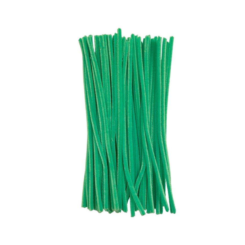image 1 of Pack of 50 Green Coloured Pipe Cleaners 30cm x 6mm Craft Chenille Stems