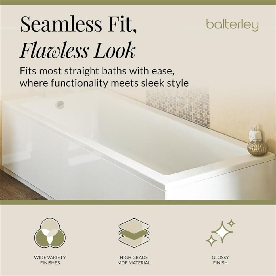 image 1 of Balterley MDF Bath Front Panel & Plinth | White | Gloss White | 1