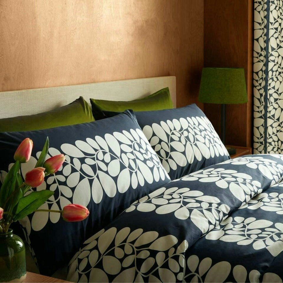 image 1 of Orla Kiely Sycamore Stripe Duvet Cover Set - Space Blue Blue | Super King