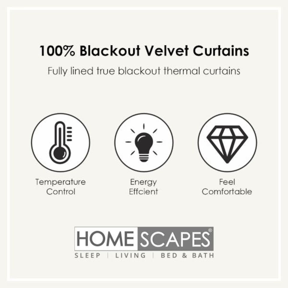 image 1 of Homescapes Thermal 100% Blackout Cream Velvet Curtains - 46 x 54" Cream