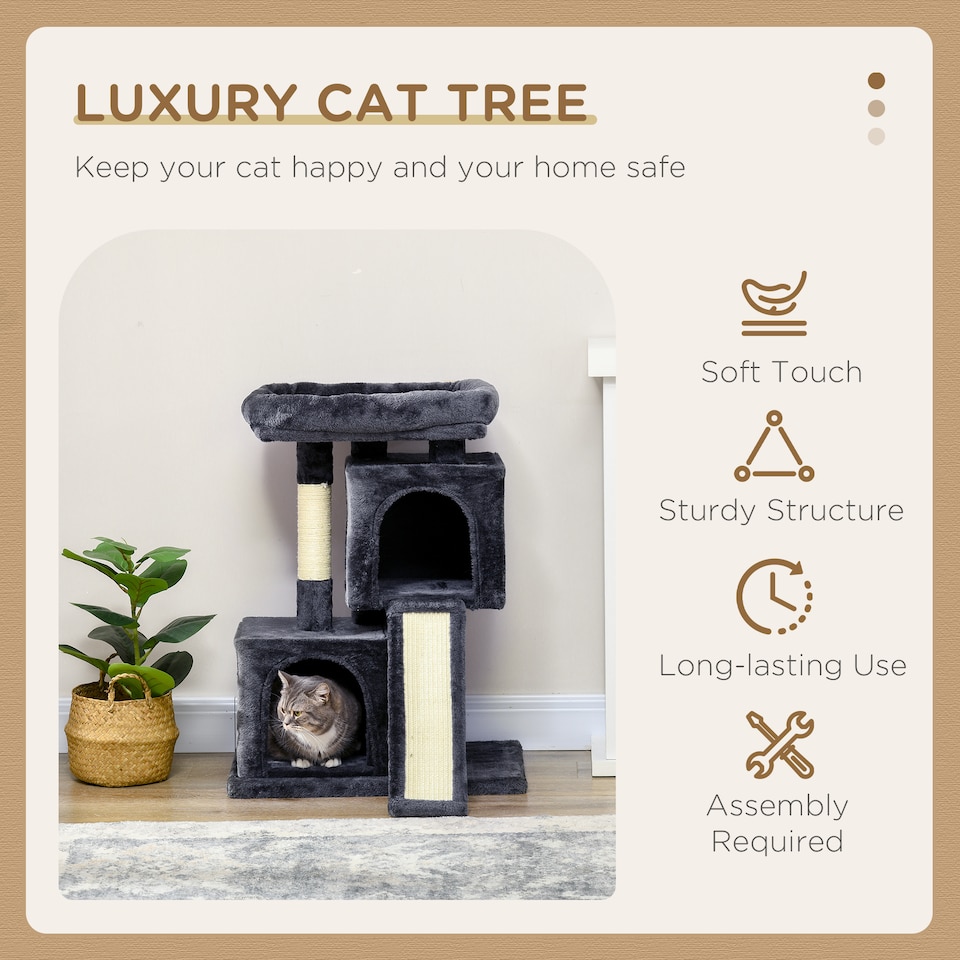 image 1 of PawHut Cat Tree 81cm Indoor Cat Scratching Post Kitten Tower