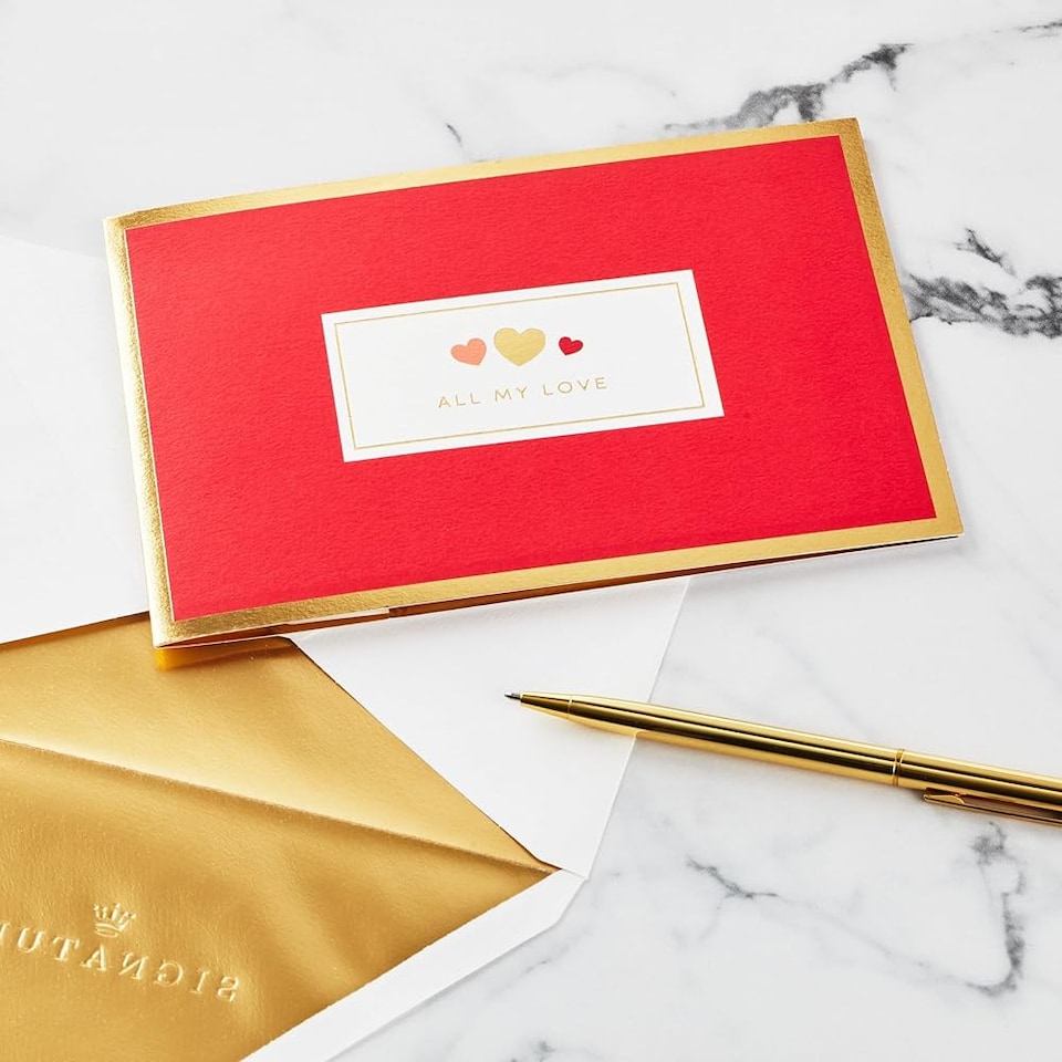 image 1 of Gold & Red Hearts Design 3D & Pop Up Love Card Anniversary, Valentines, Engagement Birthday