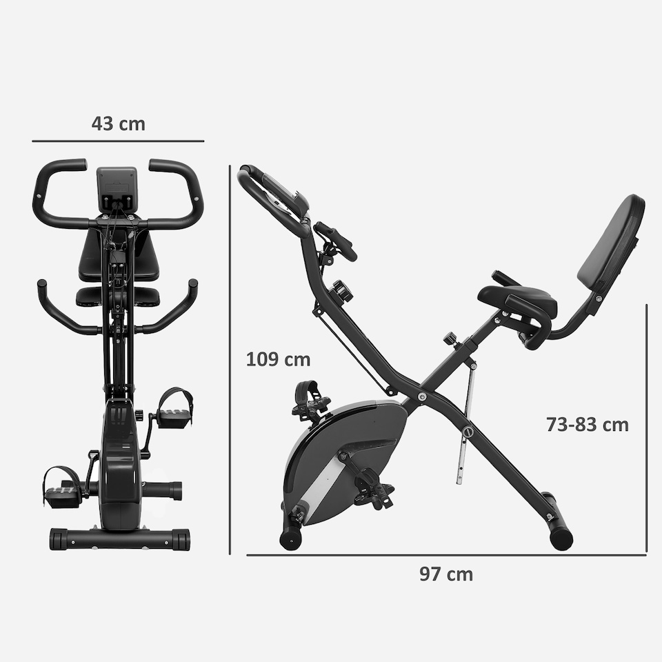 image 1 of SPORTNOW Folding Exercise Bike with Arm Bands and Hand Pulse Sensor, Black