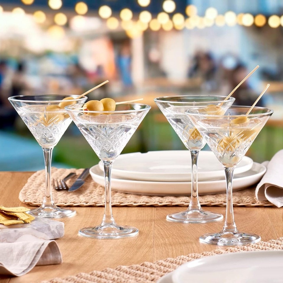 image 1 of 4 Pcs Set 230ml Glass Martini Long Stemmed Cocktail Drinking Glasses