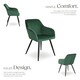 image 3 of Dining Chair Marilyn - with armrests, padded, velvet look, black steel legs - Set of 8 Green | Dark Green/Black