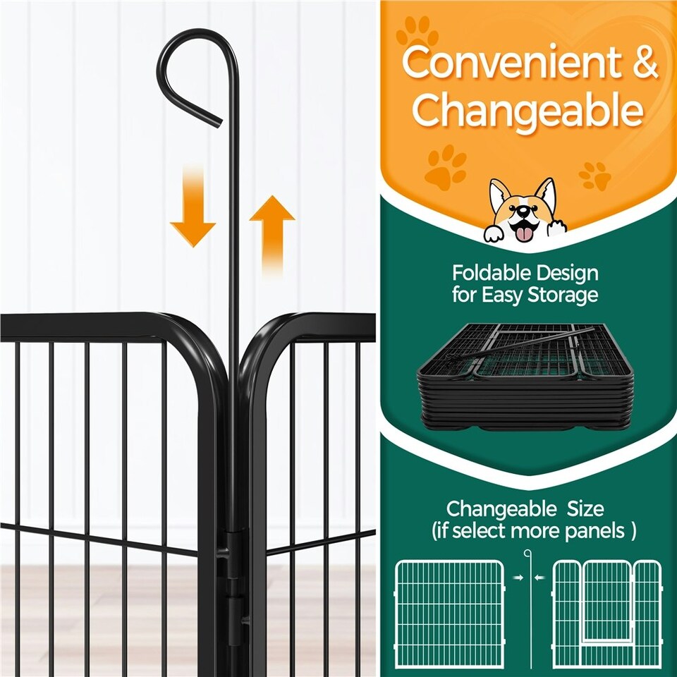image 1 of Yaheetech 12 Metal Dog Playpen Panels, 80 × 80 cm Black