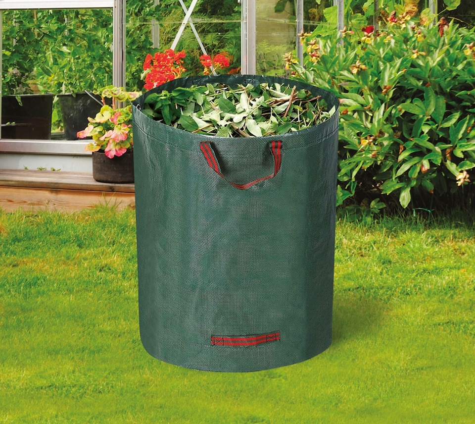 image 1 of KAV Heavy Duty Garden Waste Bags - Large Garden Bag with Handles - Waterproof Rubbish Refuse Sacks - Pack of 3 (Green - 100L)