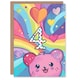 image 1 of Rainbow Kawaii Cartoon Hamster Bear Cute 4th 4 Year Old Kids Birthday Card