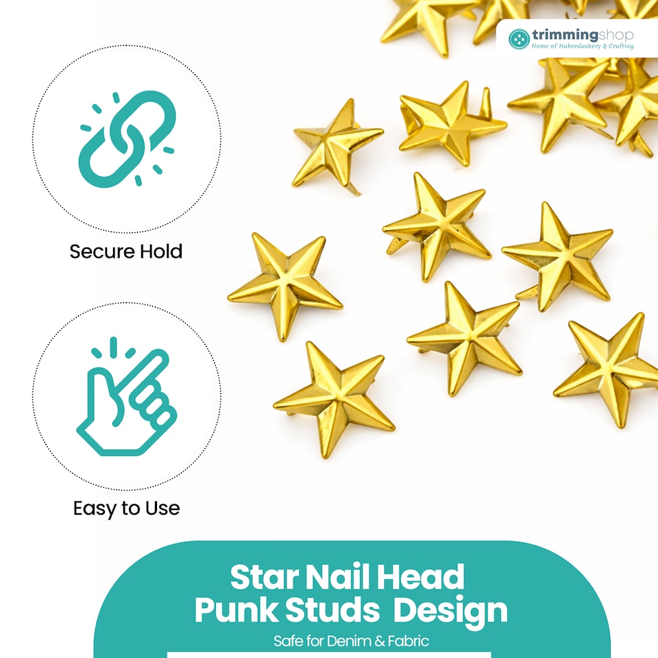 image 1 of 11mm Star Shaped Studs with Back Pin Rivets for DIY Leathercraft- 50pcs