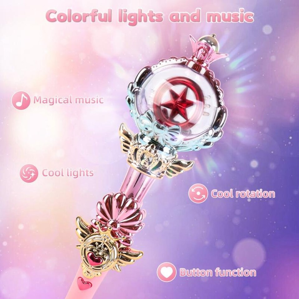 image 1 of Light Up Princess Wand for Kids – LED Lights and Music – Magic Fairy Wand for Dress-Up, Costumes, Pretend Play and Birthday Gifts