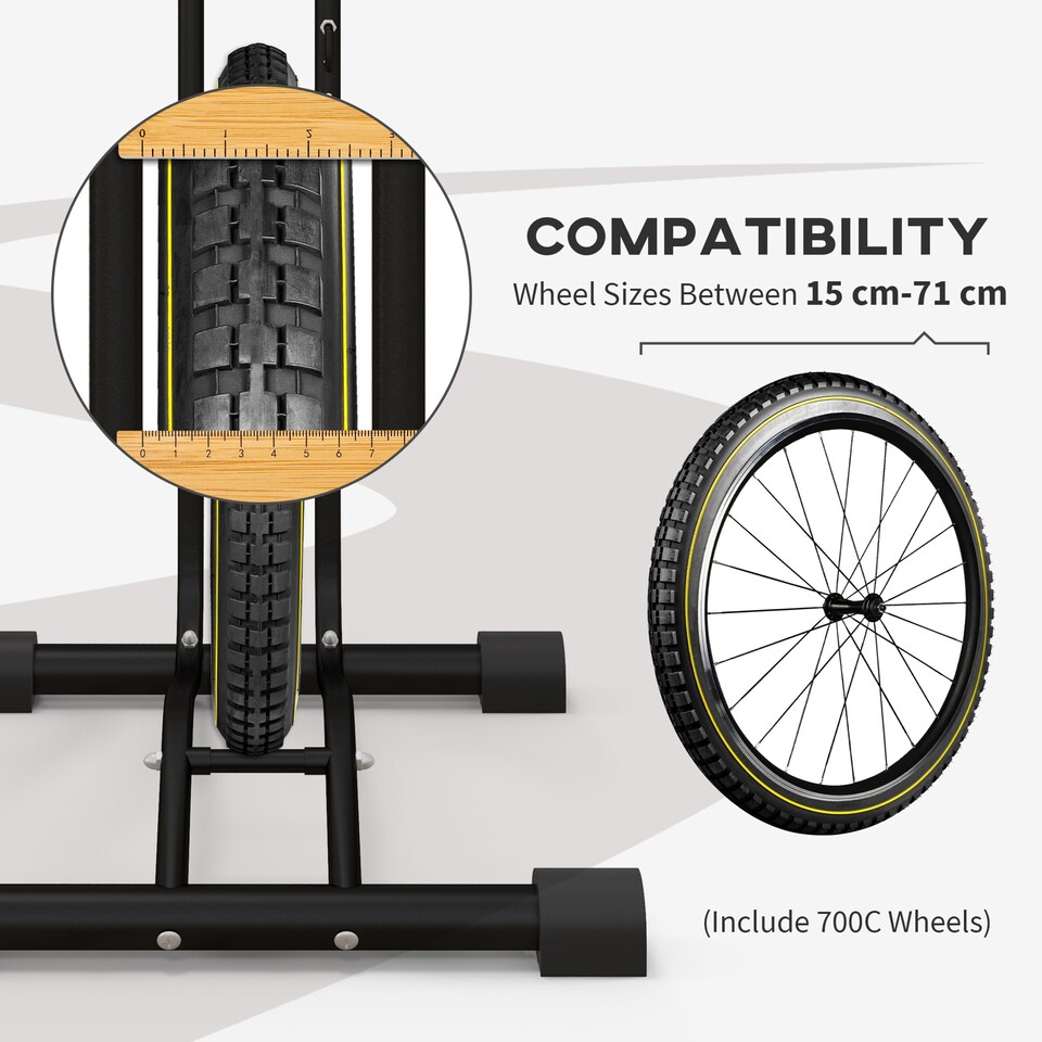 image 1 of SPORTNOW Vertical & Horizontal Bike Rack Fits 24"-29" and 700c Bikes, Black