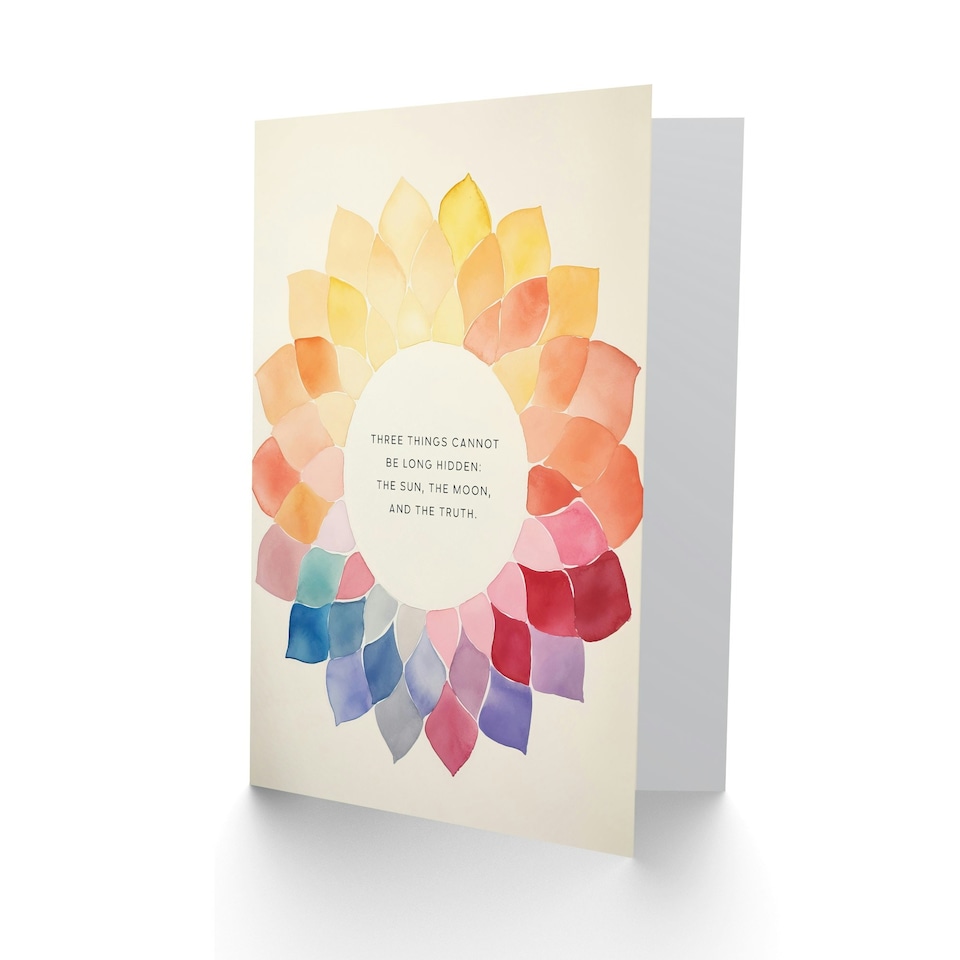 image 1 of Truth Cannot Be Hidden Buddhist Quote Mandala Spiritual Birthday Card