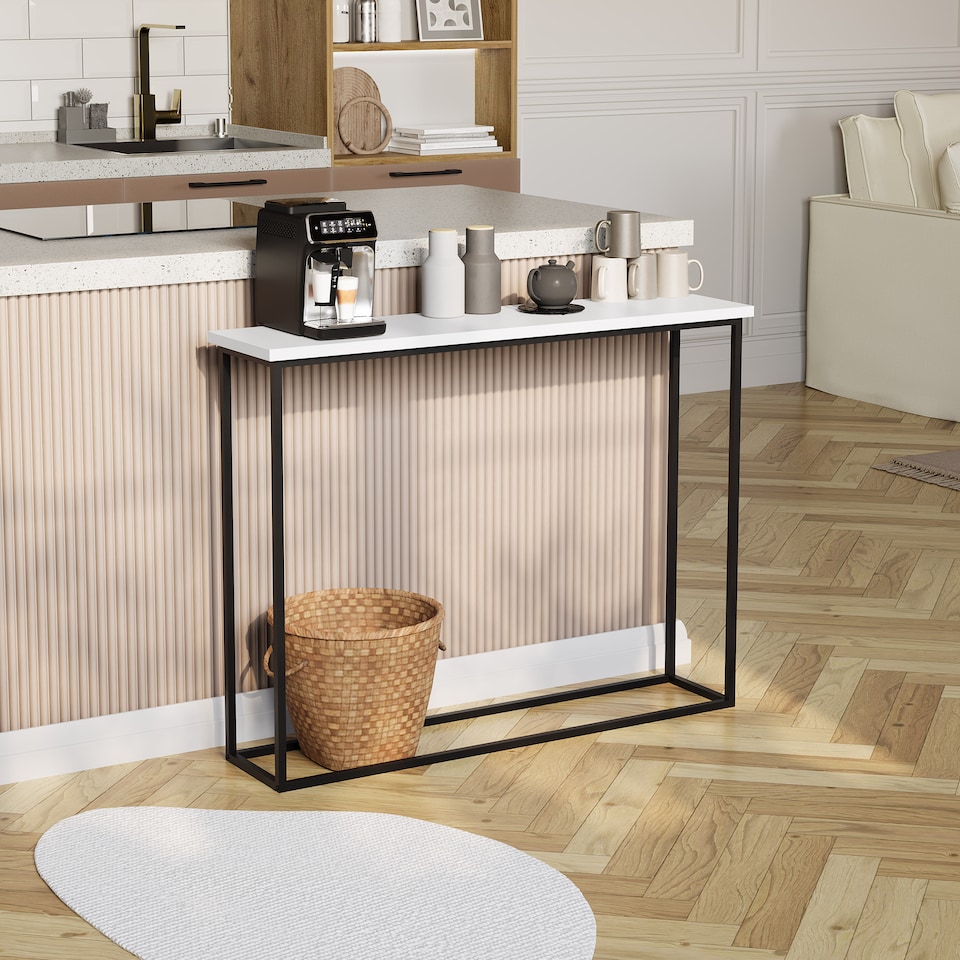 image 1 of Vida Designs Console Table With Metal Leg, White & Black | Black | White & Black
